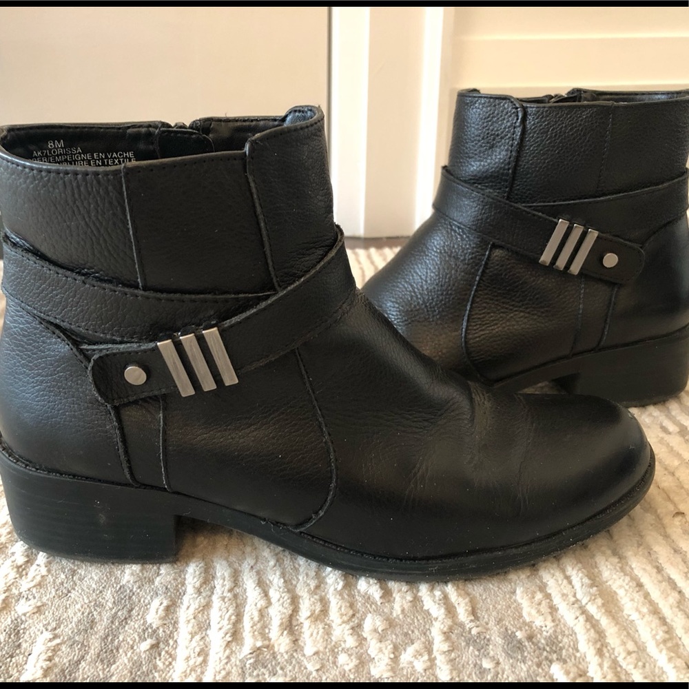 Black leather moto booties
